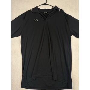 Under Armour Men's Black Performance Polo Shirt Large UA Logo Golf Activewear